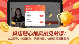 抖店随心推实战见效课：从0起号、计划优化、问题排雷，快速实现直播盈利-世康聊项目