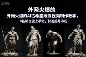 外网火爆的AI古希腊雕像视频制作教学，0基础也能上手做，快速起号涨粉-世康聊项目