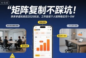 矩阵复制不踩坑!拼多多虚拟类目2025玩法,工作室或者个人矩阵稳定月1-5W【揭秘】-世康聊项目