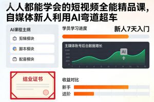 人人都能学会的短视频全能精品课,自媒体新人利用AI弯道超车-世康聊项目