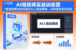 AI短视频实战训练营,1套课程教你如何通过AI入局自媒体,AI快速变现全流程-世康聊项目