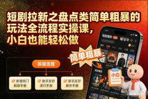 短剧拉新之盘点类简单粗暴的玩法全流程实操课，小白也能轻松做-世康聊项目