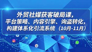 外贸 社媒获客破局课，平台策略、内容引擎、询盘转化，构建体系化引流系统(10月-11月-世康聊项目