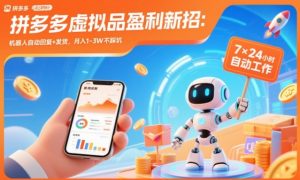 拼多多虚拟品盈利新招:机器人自动回复+发货,月入1-3W不踩坑【揭秘】-世康聊项目