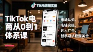 TikTok电商从0到1体系课,市场认知、店铺实操、达人广告,新手避坑稳赚美金-世康聊项目