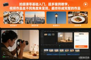拍摄课零基础入门,超多案例教学,视频作品走不同角度来呈现,最终形成完整的作品-世康聊项目