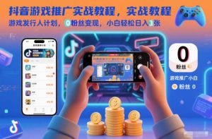 抖音游戏推广实战教程,游戏发行人计划,0粉丝变现,小白轻松日入3张-世康聊项目