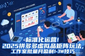 标准化运营！2025拼多多虚拟品矩阵玩法，工作室批量月盈利1-3W技巧【揭秘】-世康聊项目