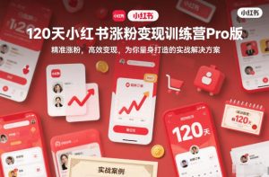 120天小红书涨粉变现训练营Pro版,精准涨粉,高效变现,为你量身打造的实战解决方案-世康聊项目