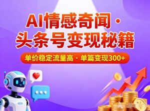 头条号做AI情感奇闻内容,单价稳定流量高,一篇变现3张-世康聊项目