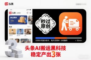 头条AI搬运黑科技,秒过原创,无需任何复杂指令,每天仅需半小时操作,稳定产出3张【揭秘】-世康聊项目
