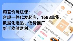 淘差价玩法课:合规一件代发起店,1688拿货、数据化选品、低价推广,新手稳健盈利(更新12月-世康聊项目