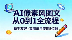 AI像素风图文从0到1全流程,新手友好,实测单月变现5位数-世康聊项目
