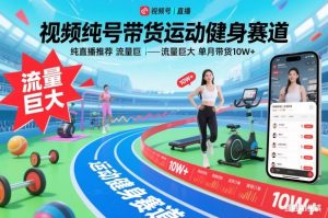 视频号带货运动健身赛道,纯直播推荐,流量巨大,单月带货10W+-世康聊项目