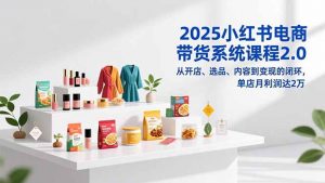 2025小红书电商带货系统课程2.0，从开店、选品、内容到变现的闭环，单店月利润达2万-世康聊项目