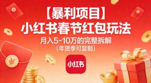 【暴利项目】小红书春节红包玩法月入5W的完整拆解(年货季可复制)-世康聊项目