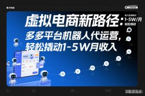 虚拟电商新路径：多多平台机器人代运营，轻松撬动1-5W月收入【揭秘】-世康聊项目