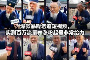 爆款暴躁老道短视频，实测百万流量，涨粉起号非常给力-世康聊项目