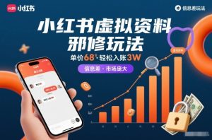 小红书虚拟资料邪修玩法，单价68，轻松入账3W，信息差玩法，市场庞大-世康聊项目