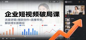 企业短视频破局课:流量逻辑+爆款创作+直播带货,解锁增长新路径-世康聊项目