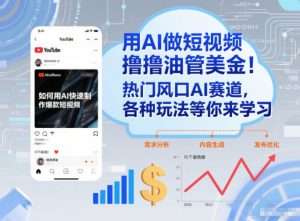 用AI做短视频撸油管美金，热门风口AI赛道，你不做我做，各种玩法等你来学习-世康聊项目