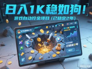 日入1K稳如狗！游戏自动挖金项目(已稳定2年)，永不失业的副业之选【揭秘】-世康聊项目