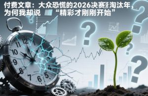 付费文章：大众恐慌的2026决赛淘汰年，为何我却说“精彩才刚刚开始”？-世康聊项目