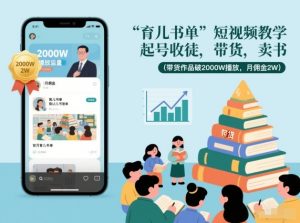育儿书单短视频教学，起号收徒，带货，卖书(带货作品破2000W播放，月佣金2W)-世康聊项目