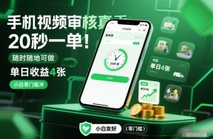 手机视频审核真香！20秒一单，随时随地可做，单日收益4张，小白零门槛冲【揭秘】-世康聊项目