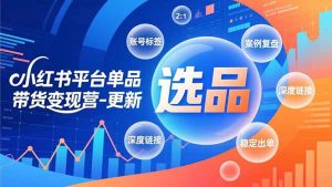 小红书平台单品带货变现营-更新，极致选品、账号标签、案例复盘，深度链接，快速启动稳定出单-世康聊项目