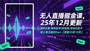 无人直播掘金课，混剪去重/矩阵起号/防违规/自动化技术，单人单月盈利5w+【更新25年12月】-世康聊项目