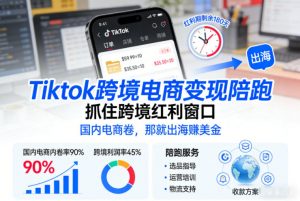 Tiktok跨境电商变现陪跑，抓住跨境红利窗口，国内电商卷，那就出海賺美金-世康聊项目