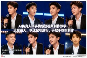 AI仿真人辩手情感短视频制作教学，流量逆天，快速起号涨粉，手把手教你制作-世康聊项目