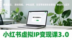 小红书虚拟IP变现课3.0，赛道定位、原创流程、IP化运营，实现零违规安全变现，单店月入过万-世康聊项目