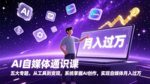 AI自媒体通识课，五大专题、从工具到变现，系统掌握AI创作，实现自媒体月入过万-世康聊项目
