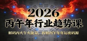 公众号付费文章：2026丙午年行业趋势课：解码丙火午火能量，拆解丙午年年运密码源-世康聊项目