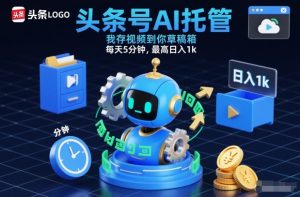 头条号AI托管，我存视频到你草稿箱，每天5分钟，最高日入1k【揭秘】-世康聊项目