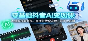 零基础抖音AI变现课：AI爆款视频制作，直播带货全流程，新手也能赚-世康聊项目