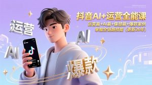 抖音AI+运营全能课，运营篇+AI篇+像塑篇+爆款案例，掌握全链路技能(更新26年-世康聊项目