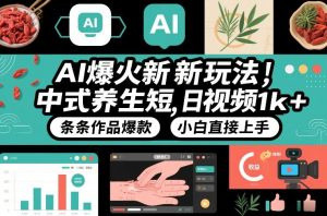 AI爆火新玩法，中式养生短视频，日收益1k+条条作品爆款，小白直接上手，附详细教程-世康聊项目