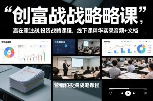 创富战略课，赢在重注时刻，营销和投资战略课程，线下课精华实录音频+文档-世康聊项目