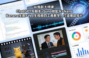 AI电影大师课：ChatGPT写脚本+Suno做配乐+Nano Banana生图+Veo生视频，打造爆款短片-世康聊项目