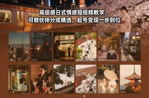高级感日式情感短视频教学，可做伙伴分成精选，起号变现一步到位-世康聊项目