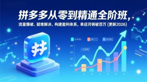 拼多多从零到精通全阶班，流量爆破、疑难解决，构建盈利体系，单店月销破百万(更新2026-世康聊项目