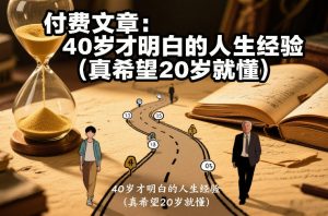 付费文章：40岁才明白的人生经验(真希望20岁就懂)-世康聊项目