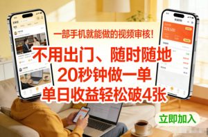 一部手机就能做的视频审核！不用出门，随时随地，20秒钟做一单，单日收益轻松破4张【揭秘】-世康聊项目