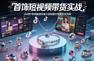 首饰短视频带货实战，从0到1带你跑通抖音小店和图文带货的全流程-世康聊项目