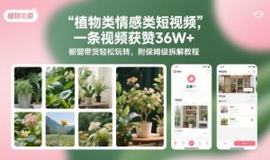 植物类情感类短视频，一条视频获赞36W+，橱窗带货轻松玩转，附保姆级拆解教程-世康聊项目