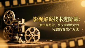 影视解说技术进阶课：一套市场化的、从文案到成片的完整内容生产方法-世康聊项目