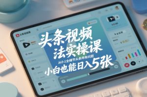 头条视频玩法实操课，从0-1全细节头条所有问题，小白也能日入5张-世康聊项目
